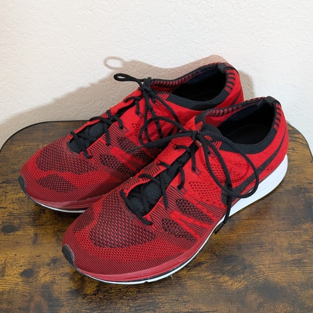 Nike Flyknit Racer Mens Red Black Athletic Running Shoes Sneakers Size 11 - Picture 8 of 15